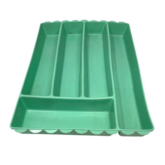 Blisscraft of Hollywood Vintage Drawer Organizer Green Molded Plastic Scalloped - Picture 15 of 15